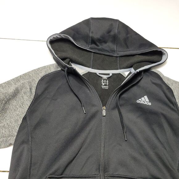 Adidas Sweater Women Medium Jacket Black Grey Climant Warm ColorBlock Sweatshirt - Picture 6 of 12